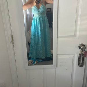 Beautiful blue crocheted maxi dress